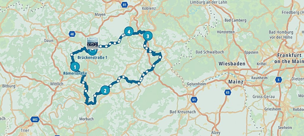 Map Showing Narrow Roads of Mosel Route