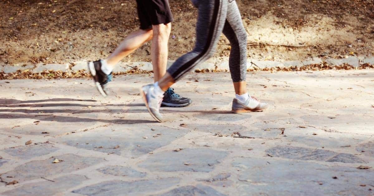 A couple going for a run in the park