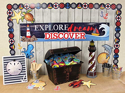 Teacher Created Resources Large Plastic Treasure Chest Classroom Rewards Pirate Party Goody Box (TCR8759)
