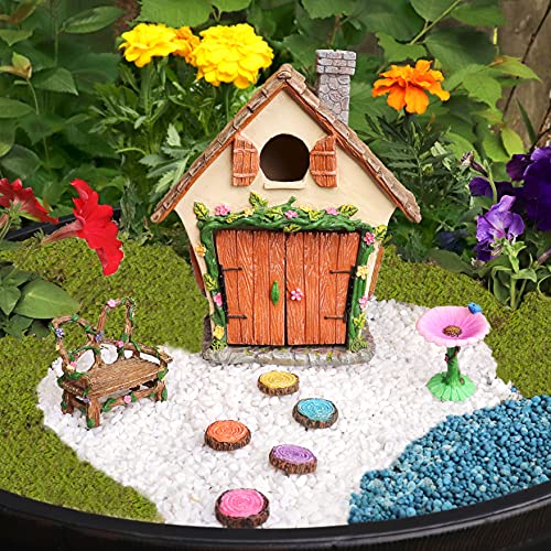 Meadow & Oak Fairy House Kit, Outdoor Fairy Garden Kit for Kids & Adults, Fairy Garden House with Doors That Open & Fairy Garden Accessories, Magical Fairy Garden Set Includes Adorable Accessories